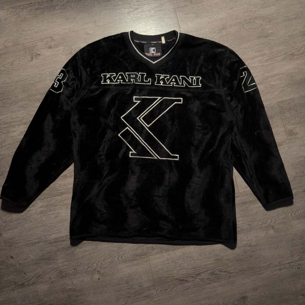 Vintage Karl Kani Velour Logo Jersey Pullover Black